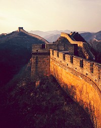 The Great wall of China at sunrise, badaling, near beijing