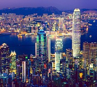Hong Kong city scape at night