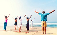 Yoga class on the beach in India