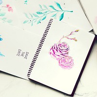 Watercolor roses in a notebook