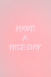 HAVE A NICE DAY neon phrase typography on a pink background