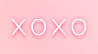 Glowing XOXO neon typography on a pink background