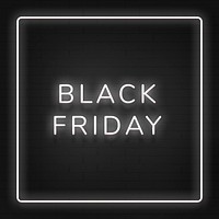 Black friday neon white text in frame on black background design element