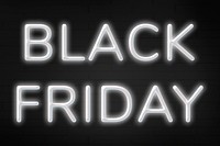 Black friday neon white text on black background design element