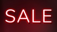 Sale neon red text on maroon background design element