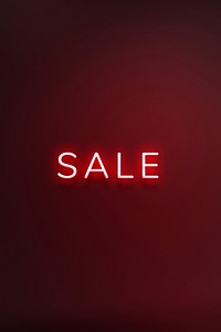 Sale neon red text on maroon background 