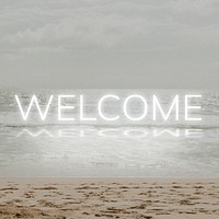 White neon text WELCOME typography