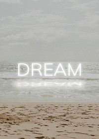 Psd dream white neon word font typography