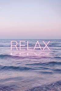RELAX word pink neon typography