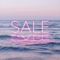 Pink sale neon word vector typography