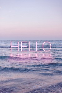 HELLO word pink neon typography template