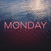 MONDAY word pink neon typography