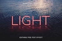 LIGHT red neon word editable psd text effect