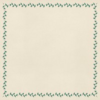 Squared green leafy frame design element on a beige background