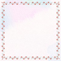 Red and green leafy frame element on a pastel background