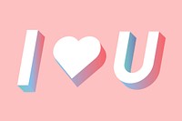 Isometric word I love you typography on a millennial pink background vector