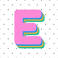 Letter e pink font psd