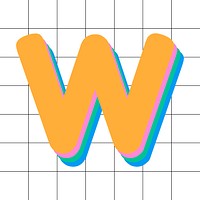 Letter w colorful lettering psd