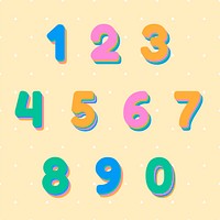 Psd number collection colorful font