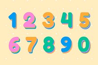 Vector number set 3d font