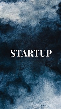 Blue Startup word art lettering typography