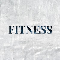 Fitness word art lettering typography on gray