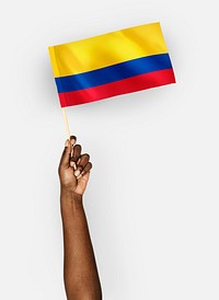 Person waving the flag of Republic of Colombia