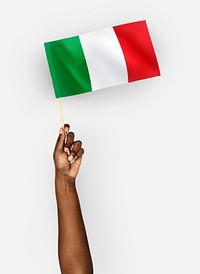 Person waving the flag of Italian Republic