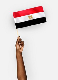 Person waving the flag of Arab Republic of Egypt