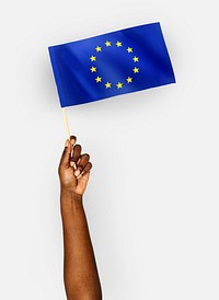 Person waving the flag of European Union