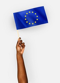 Person waving the flag of European Union