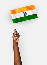 Person waving the flag of Republic of India