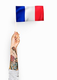 Person waving the flag of French Republic