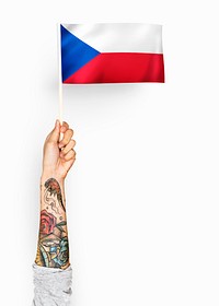 Person waving the flag of Czech Republic