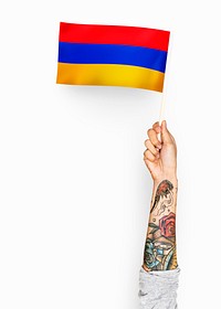 Person waving the flag of Republic of Armenia