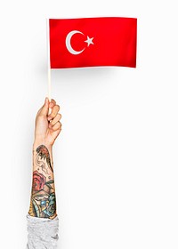 Person waving the flag of Republic of Turkey