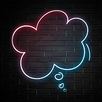 Glowing cloud bubble on brick wall background