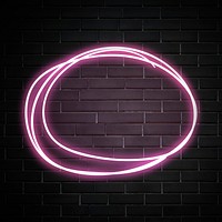Glowing round neon on brick wall background