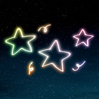 Neon rainbow star psd doodle