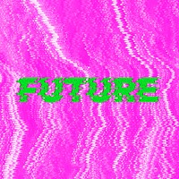 Future glitch effect typography on a shocking pink background 