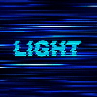 Light glitch effect typography on blue background