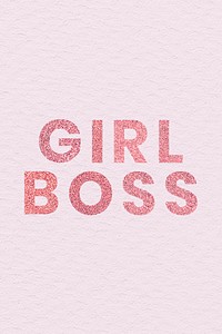 Sparkly red Girl Boss word with pink paper background