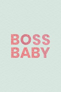 Boss Baby shiny red word with green background social banner