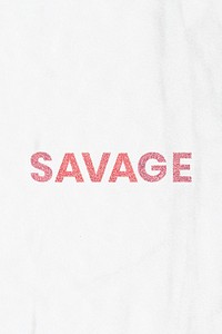 Savage red glittery trendy word with marble background