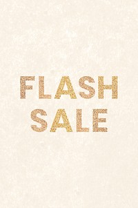 Glittery flash sale typography on a beige social template background