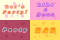 Party time funky psd typography set