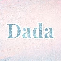 Glittery dada light blue font sticker element on a pastel background