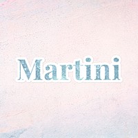 Glittery martini light blue typography sticker element on a pastel background