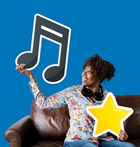 African American woman holding a musical note<br />