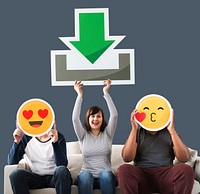 Positive emoticons and a download icon